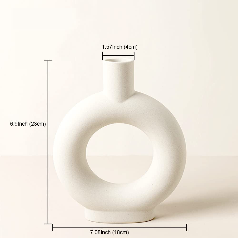 Ceramic Flower Vases, Nordic Minimalism Style Ceramic Vase Creative Vases for Centerpieces, Kitchen, Office or Living Room Home Decor, Modern Geometric Decorative Abstraction Vases